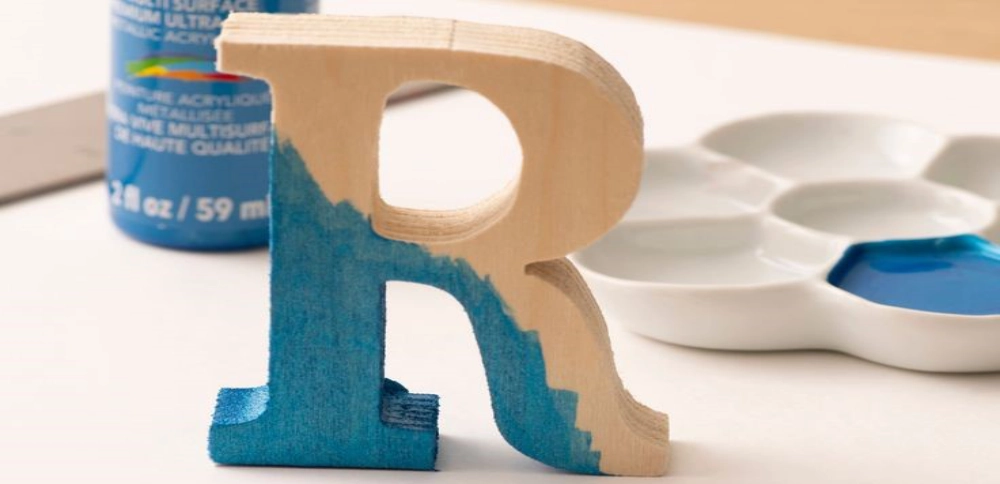 mdf letter R, under painting