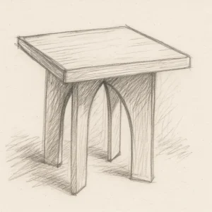table curved edge pencil sketch