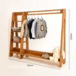 Kids Wooden Clothing Rack with Shelf
