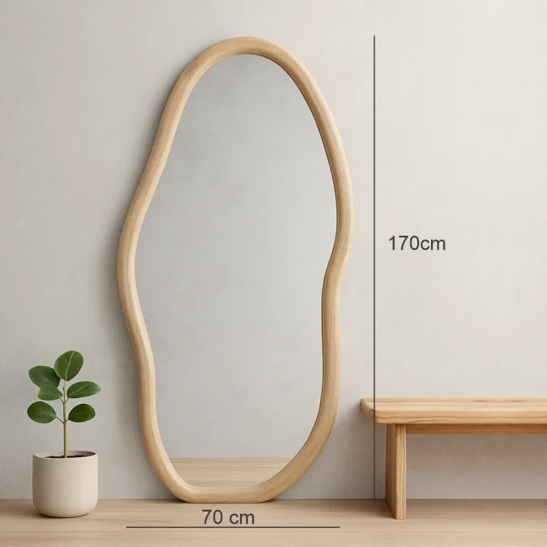 مرآة واقفة بسيطة وعصرية لون خشبی