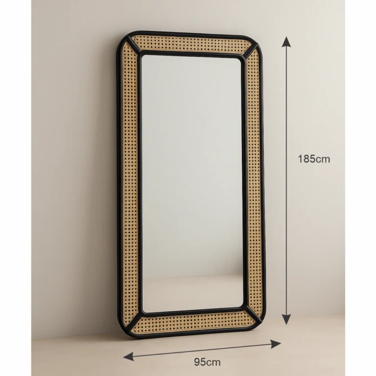 Modern Bamboo Mirror black