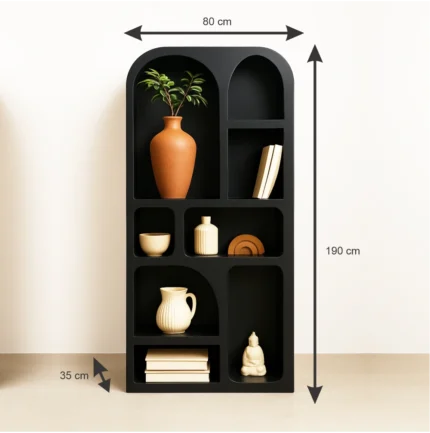 curved arc display shelf black