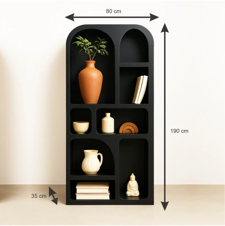 curved arc display shelf black