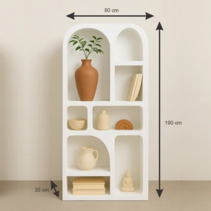 curved arc display shelf white