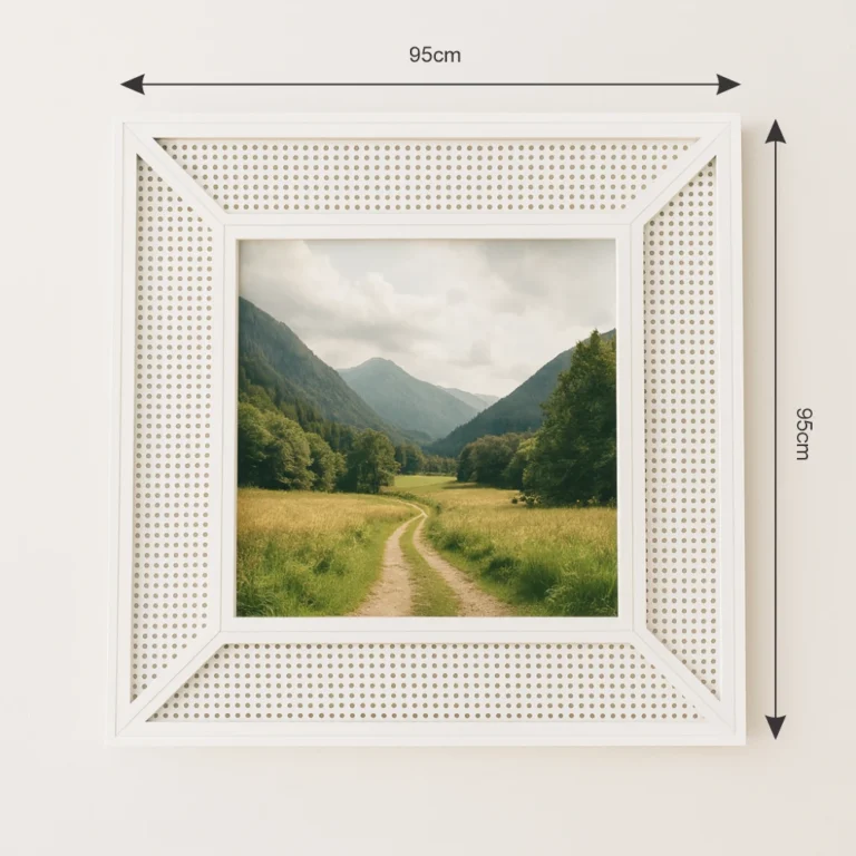 إطار الصور بشبك من الخيزران ابیض