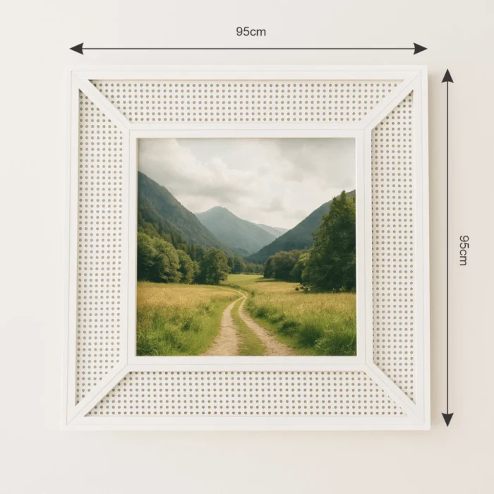 white bamboo rattan frame