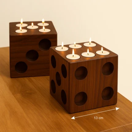 dice candle holder dark brown