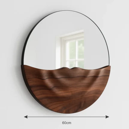 rustic wood mirror side view