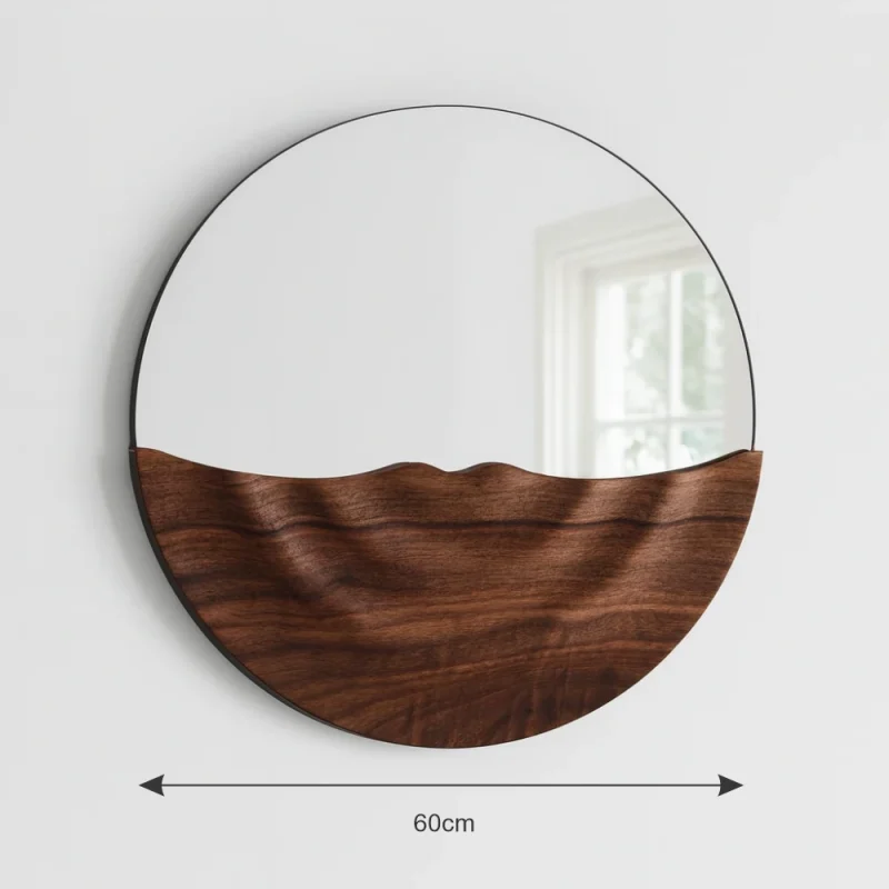 Half Moon Wooden Mirror
